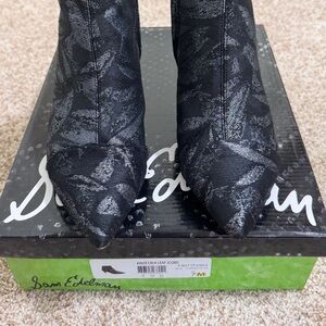 Sam Edelman Black Leaf Pattern Ankle Boots